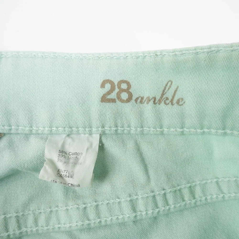 J. CREW Toothpick mint green ankle jeans size 28